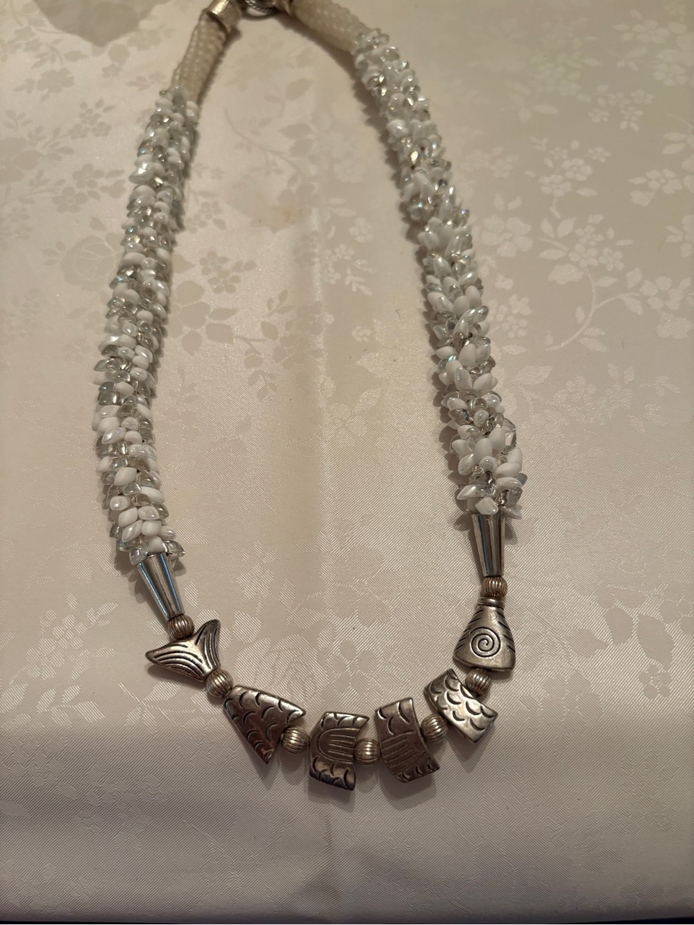 Articulated Silver Fish Beaded Necklace